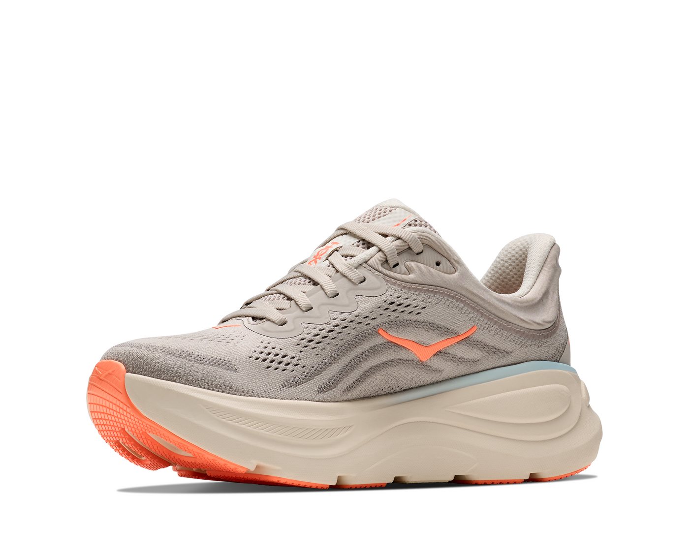Hoka One One BONDI 9 Laufschuh atmungsaktives Mesh-Obermaterial, Laufsohle aus Gummi und EVA (grau)