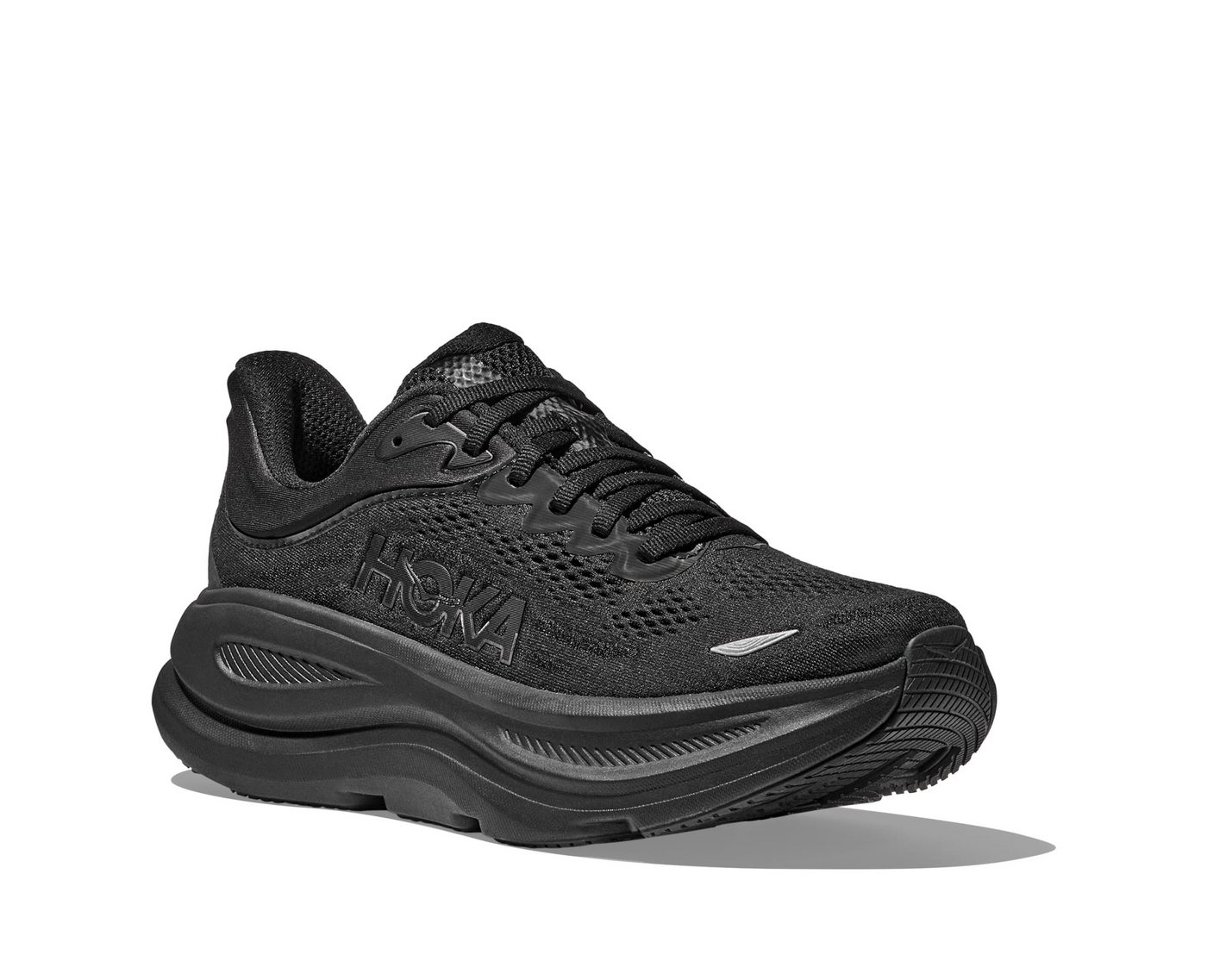 Hoka One One BONDI 9 Laufschuh atmungsaktives Mesh-Obermaterial, leicht profiliertes Laufsohlenprofil (schwarz)