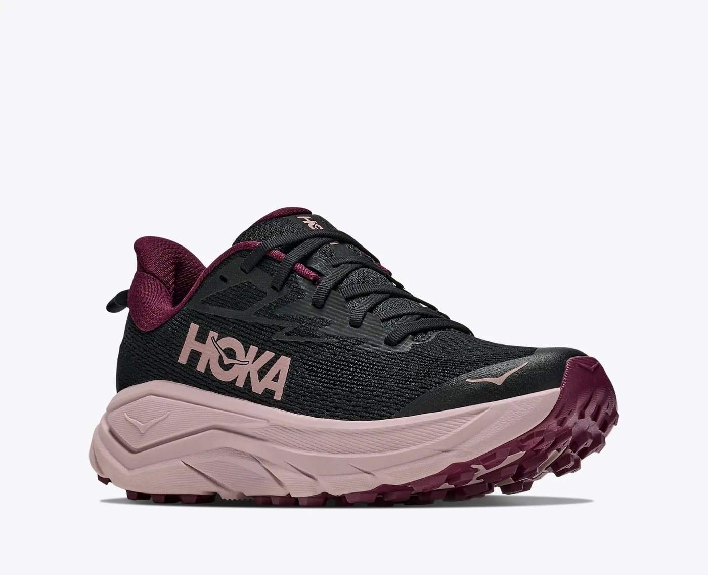 Hoka One One CHALLENGER 8 Trailrunningschuh für anspruchsvolles Gelände, stark profiliertes Laufsohlenprofil (schwarz/rosa)