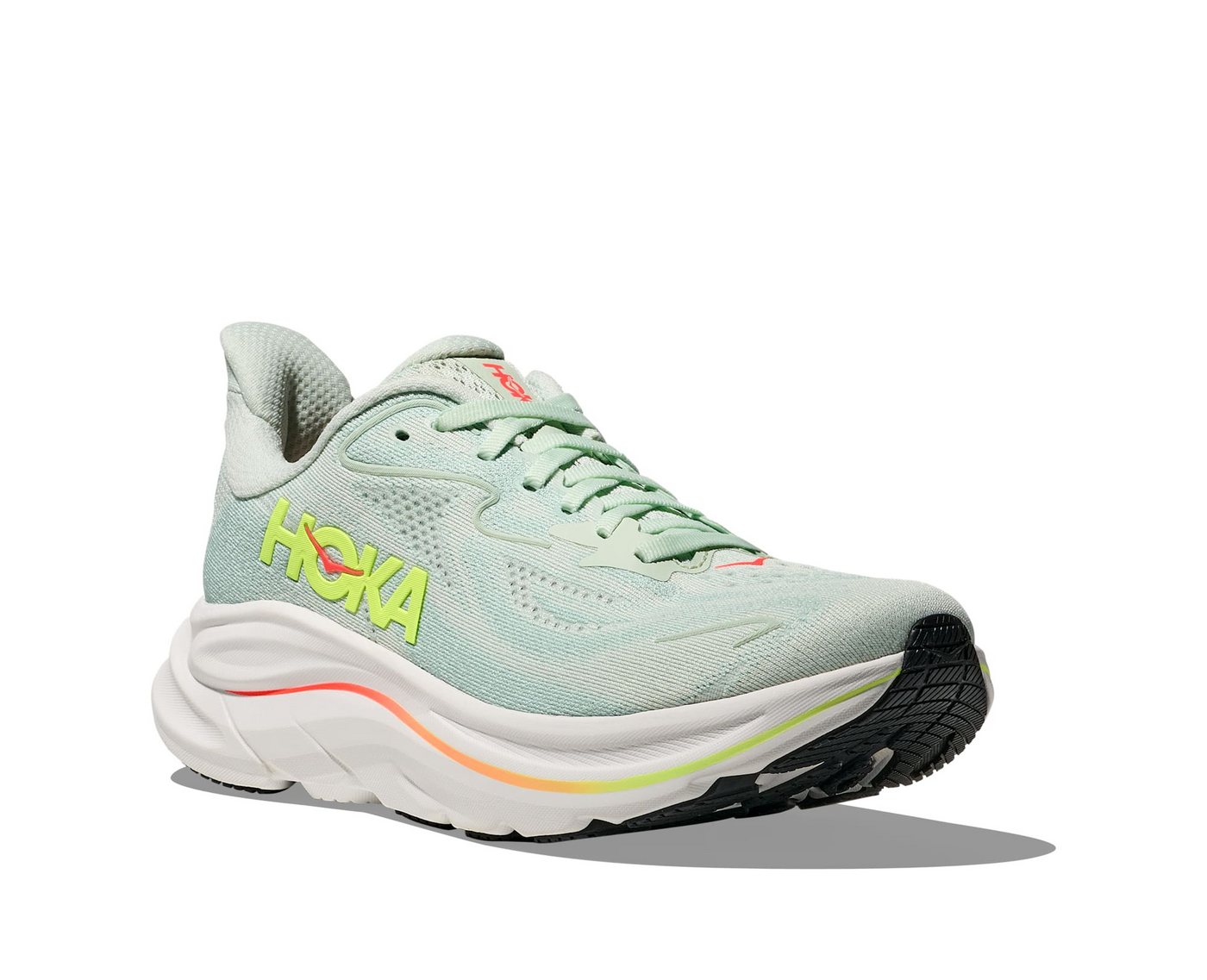 Hoka One One CLIFTON 10 Laufschuh (SEA GLASS / NEON FLAME)
