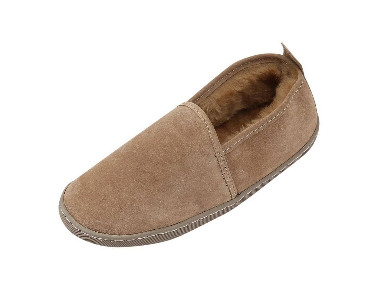 Hollert Hausschuh Unisex Hüttenschuhe Hubert gefüttert Echtleder Merino Schaffell (beige)