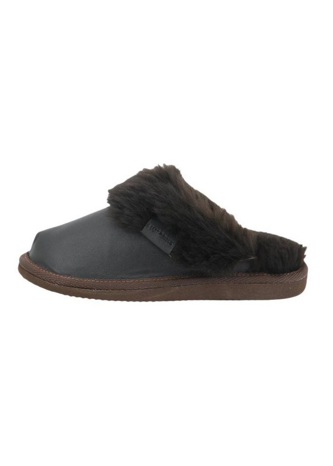 Hollert Lammfell Hausschuhe Malibu Dunkelbraun Hausschuh aus echtem Leder