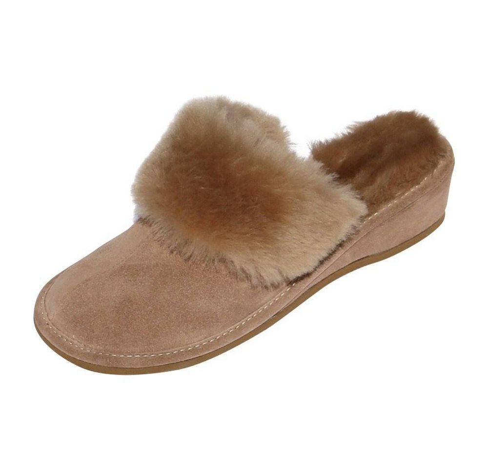 Hollert Marokko Hausschuh Damen Pantoffeln Hausschuhe Merino Schaffell (beige)