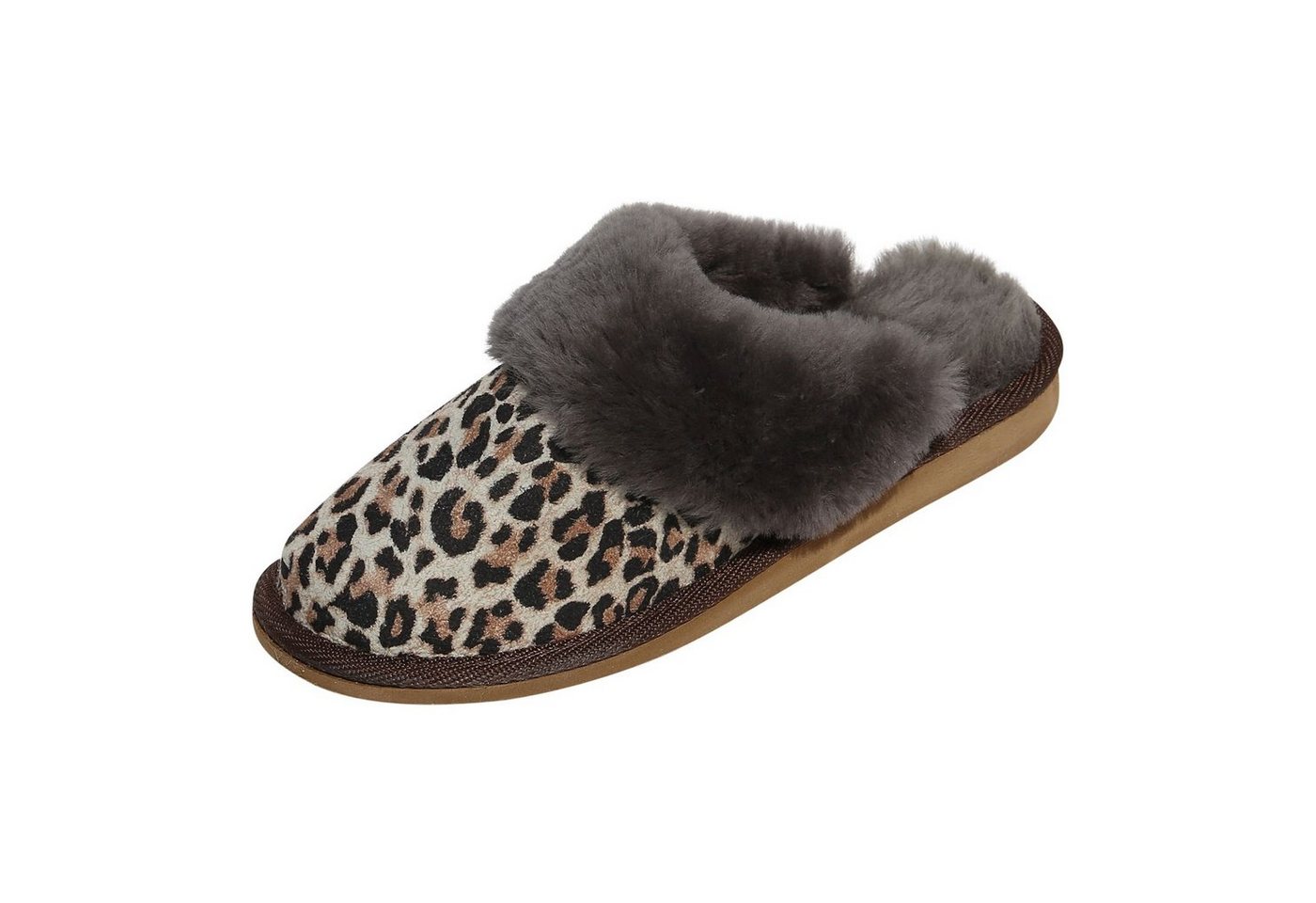 Hollert Pantoffel Damen Hausschuhe Safari Echtleder Puschen Merino Schaffell