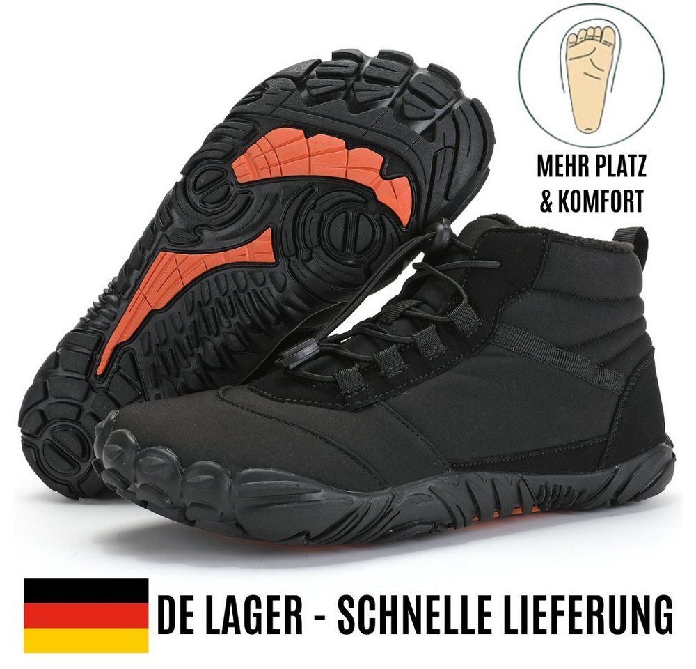 Home & Joy Barfußschuh (warm & weich gefüttert, atmungsaktiv, wasserabweisend, rutschfest, bequem) Damen & Herren Winter-Stiefel Wander-Schuhe Sport Boots Fleece Fell