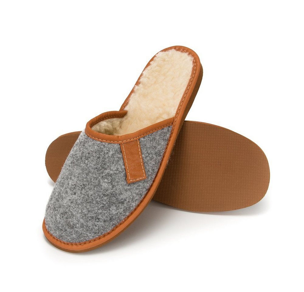 Home & Joy Casual Leder o. Filz Hausschuh (aus Leder o. Filz, rutschfest, bequem, weich, leicht, atmungsaktiv) Damen & Herren Pantoffeln Latschen Schlappen Slipper Pantoletten