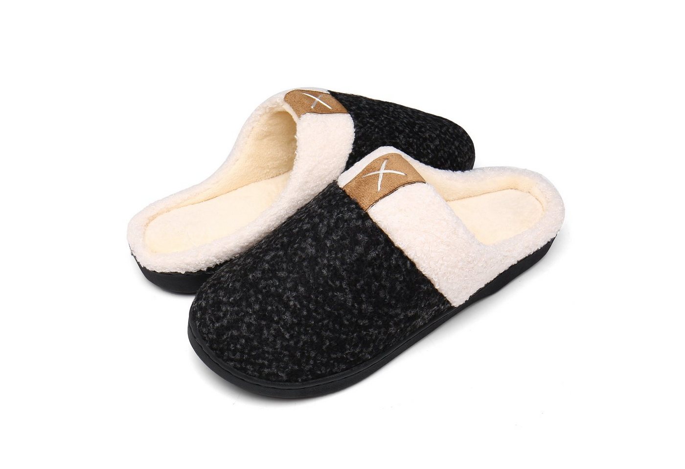 Home & Joy Moreno Hausschuh (mit Memory-Foam Fußbett weich & warm gefüttert, bequem, rutschfest) Pantoffeln Latschen Schlappen Slipper Pantoletten Winter Fell-Imitat