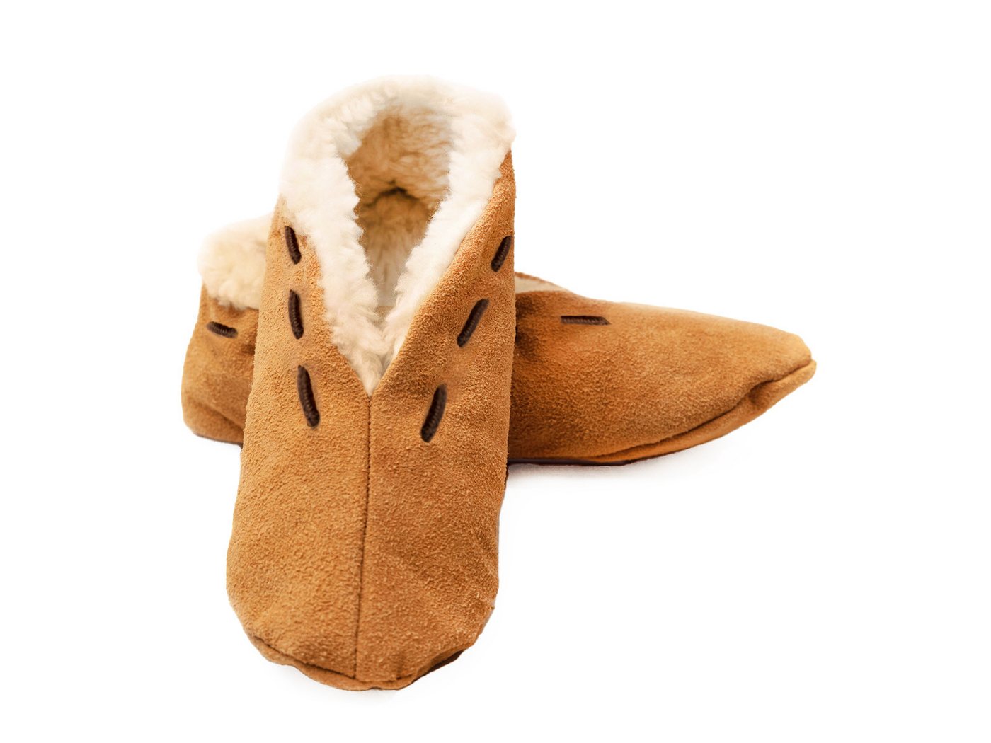 HomeOfSocks Wildlederhausschuh mit Teddy-Fell Hausschuh 100% Wildleder Hausschuhe