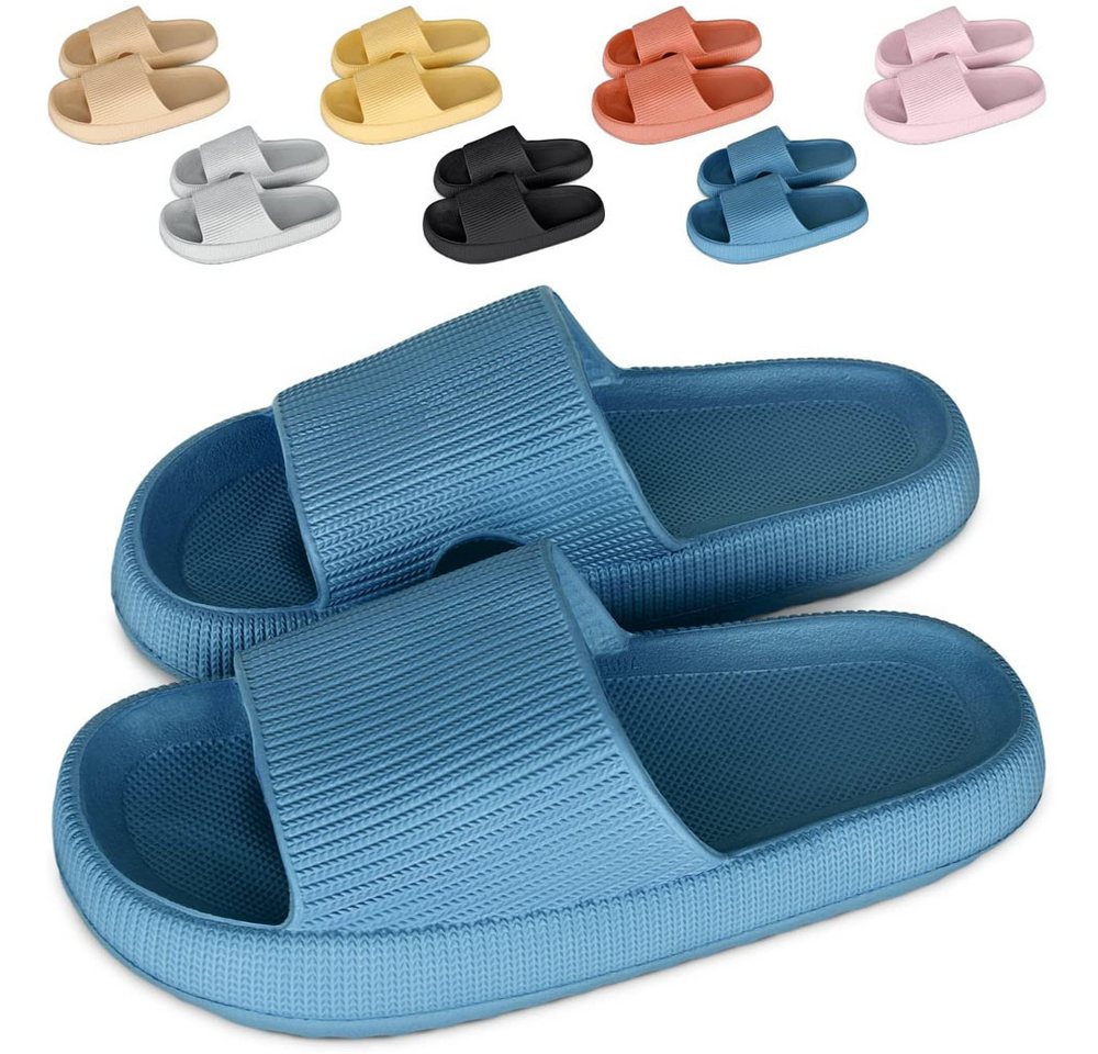 HoyoLee Hausschuhe EVA Superweich Rutschfest Badeschuhe Schlappen Damen Blau Hüttenschuhe Badeschuhe Herren Damen Slipper Schlappen Wolke rutschfeste Flip Flops