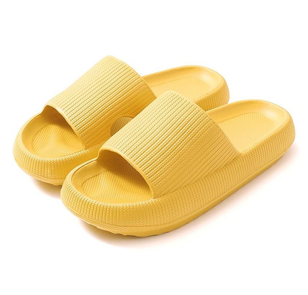 HoyoLee Hausschuhe EVA Superweich Rutschfest Badeschuhe Schlappen Damen Gelb Hüttenschuhe Badeschuhe Herren Damen Slipper Schlappen Wolke rutschfeste Flip Flops