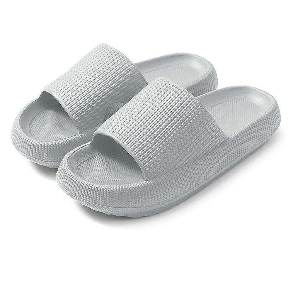 HoyoLee Hausschuhe EVA Superweich Rutschfest Badeschuhe Schlappen Damen Grau Hüttenschuhe Badeschuhe Herren Damen Slipper Schlappen Wolke rutschfeste Flip Flops