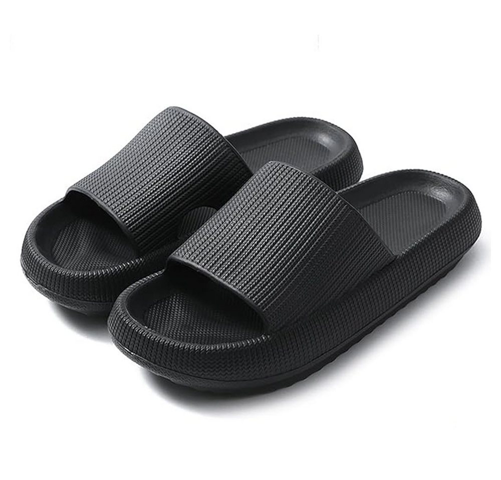 HoyoLee Hausschuhe EVA Superweich Rutschfest Badeschuhe Schlappen DamenSchwarz Hüttenschuhe Badeschuhe Herren Damen Slipper Schlappen Wolke rutschfeste Flip Flops
