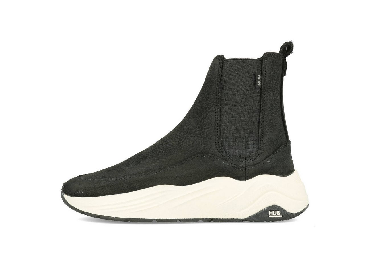 Hub Flow N42 Oiled Nubuck Damen Black Off White Chelseaboots