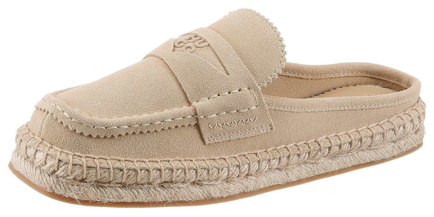 HUGO Brinn_Muleloaf Sabot Mules, Sommer Loafer, Schlupfschuh, Slipper mit Jutesohle (beige)