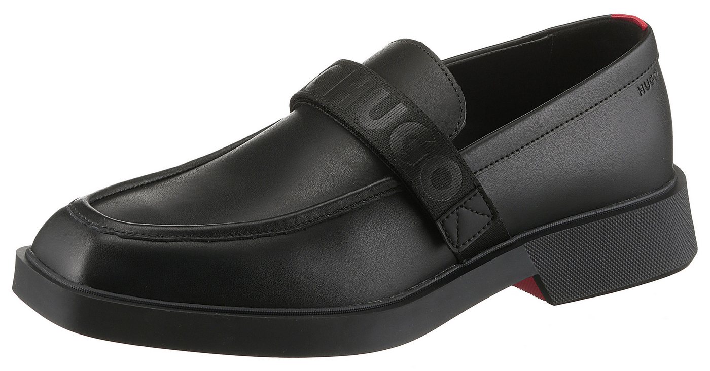 HUGO Iker Slipper, Schlupfschuh, Halbschuh, Loafer, Anzugschuh mit Klettriemchen