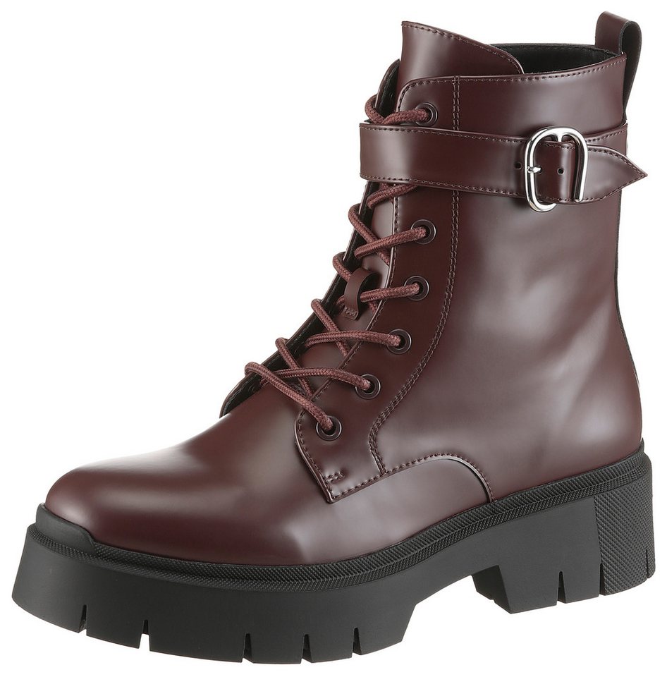 HUGO Kris_LUBoot Schnürboots Schnürstiefelette, Plateauboots, Profilsohle, mit Anziehlasche