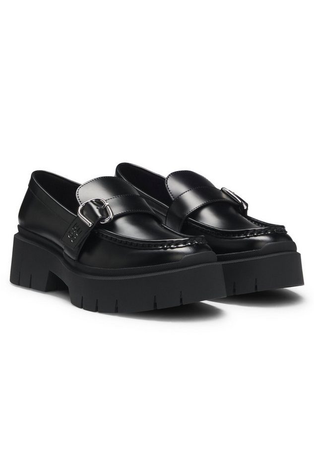 HUGO Kris_NewLoafer Loafer Schlupfschuh, Slipper, robuste Sohle, mit Zierspange