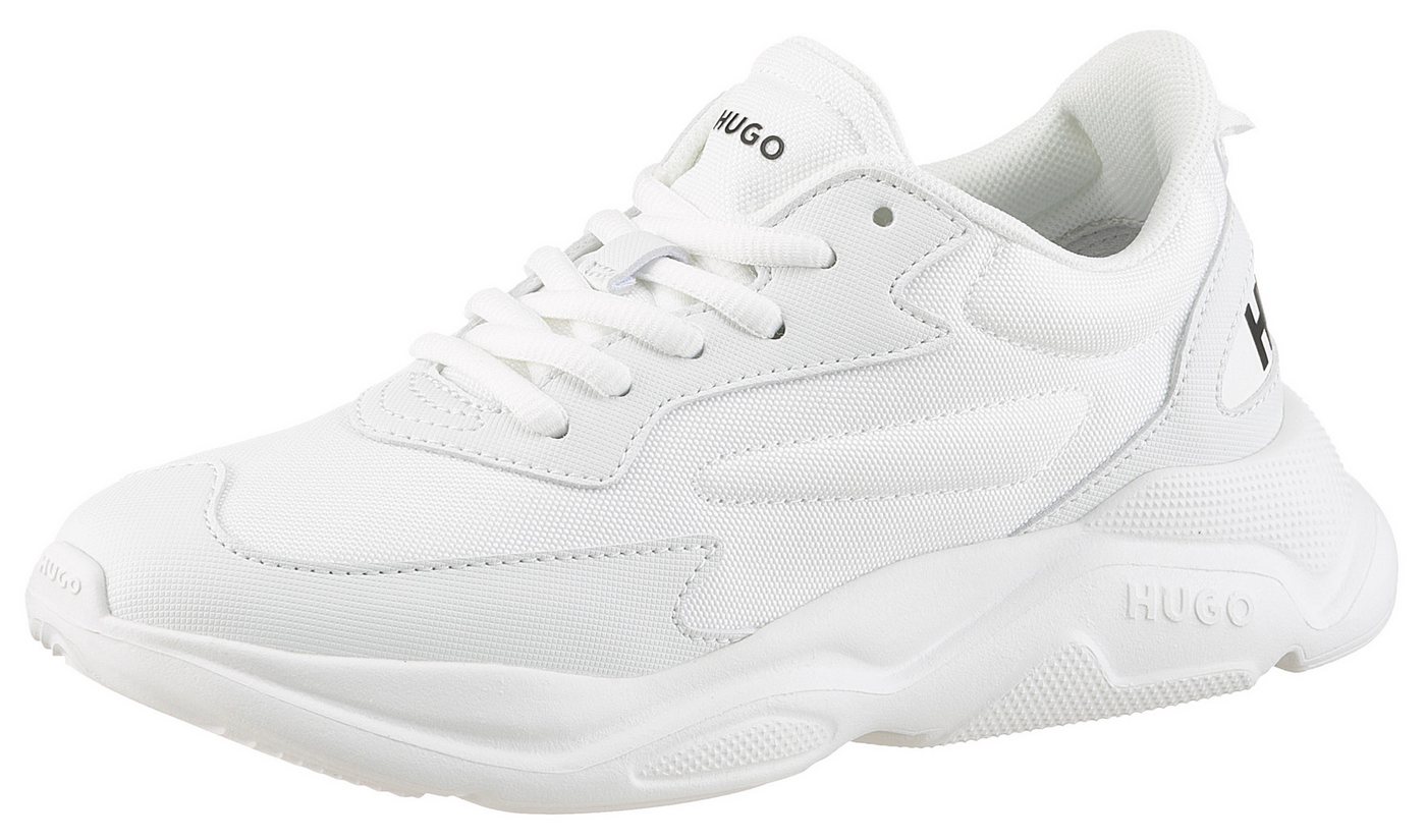 HUGO Leon_Runn Sneaker, Schnürschuh, Halbschuh, Freizeitschuh, HUGO Schriftzug an der Ferse (weiß)