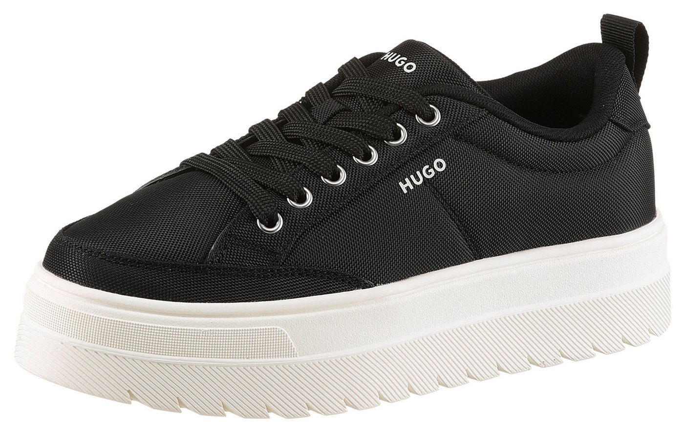 HUGO Lyssa Tenn Plateausneaker Halbschuh, Freizeitschuh, Schnürschuh mit weichem Schaftrand