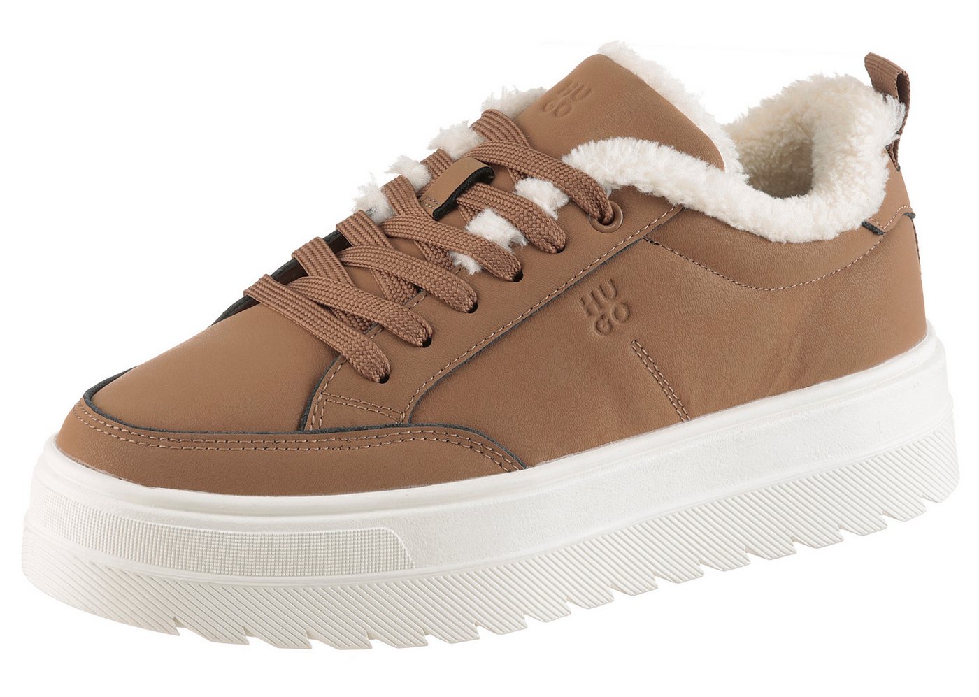 HUGO Lyssa_Tenn Plateausneaker Schnürschuh, Halbschuh, Freizeitsneaker mit Anziehlasche