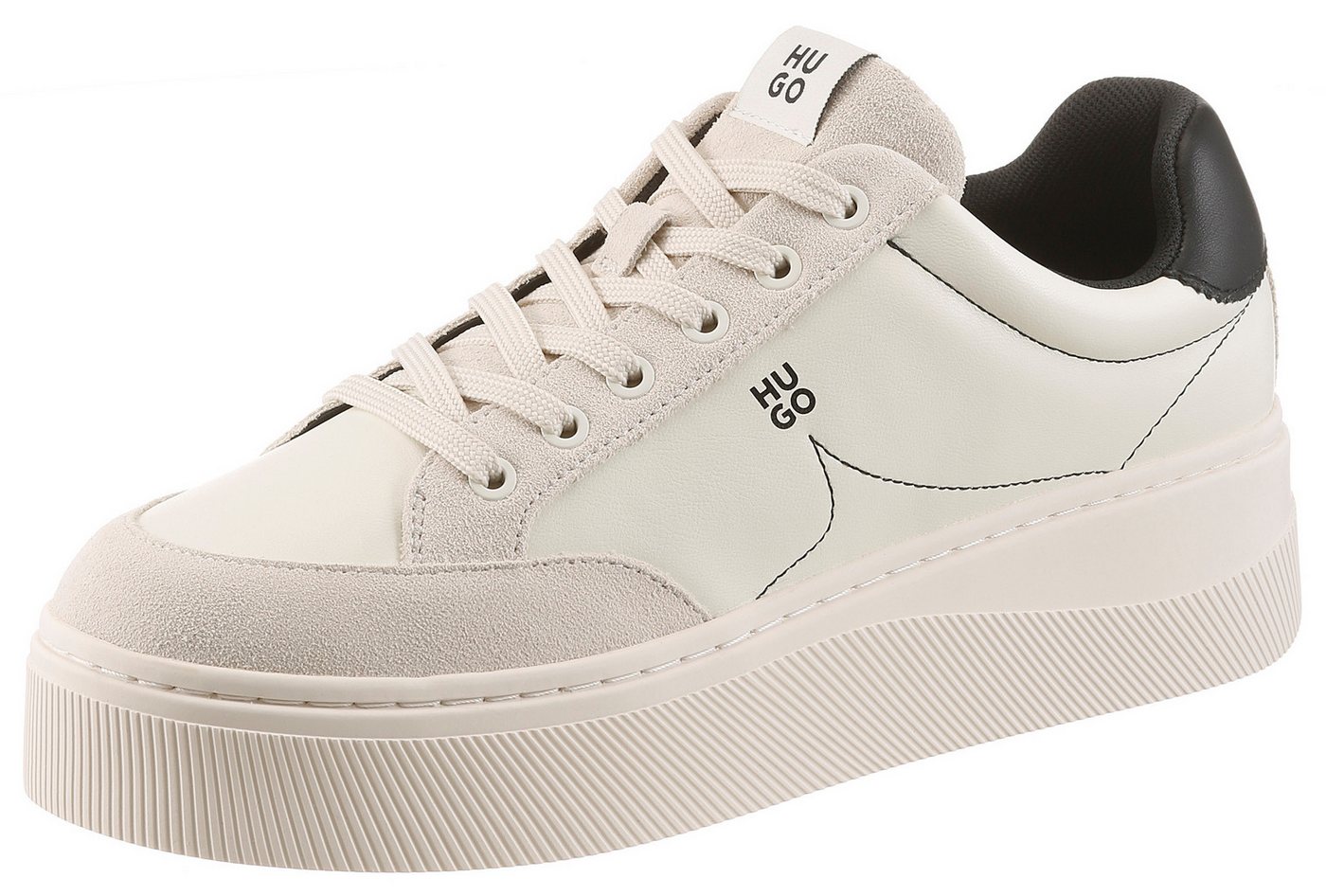 HUGO Lyzz Plt Plateausneaker Schnürschuh, Halbschuh, Retro Sneaker mit Plateau