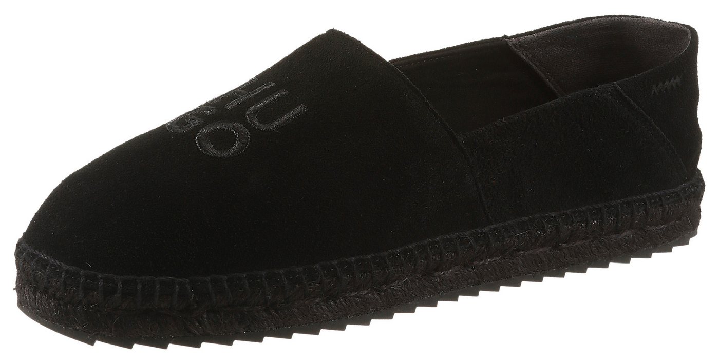 HUGO Slipper Sommerschuh, Schlupfschuh, Espadrilles im Mokassin-Style (schwarz)
