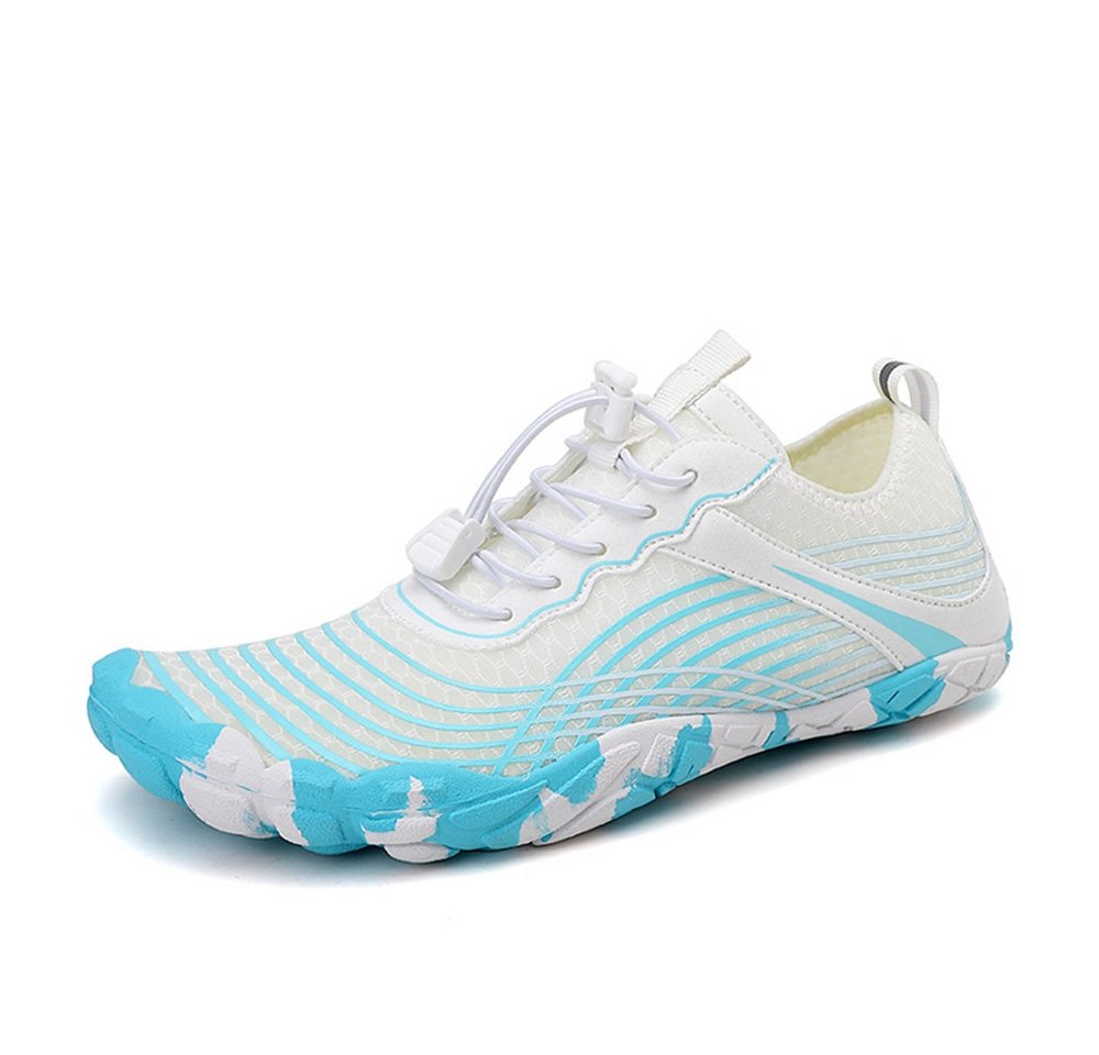 HUSK'SWARE Barfußschuh (VerschleiBfeste Sohle, gute Traktion) Hohe Atmungsaktivität, komfortable weite Socken-Schuhe (weiß/blau)