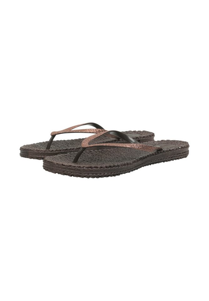 Ilse Jacobsen CHEERFUL01 Zehentrenner Leicht & flexibel, Massageeffekt, mit Glitzer, angenehmes Tragegefühl (braun)