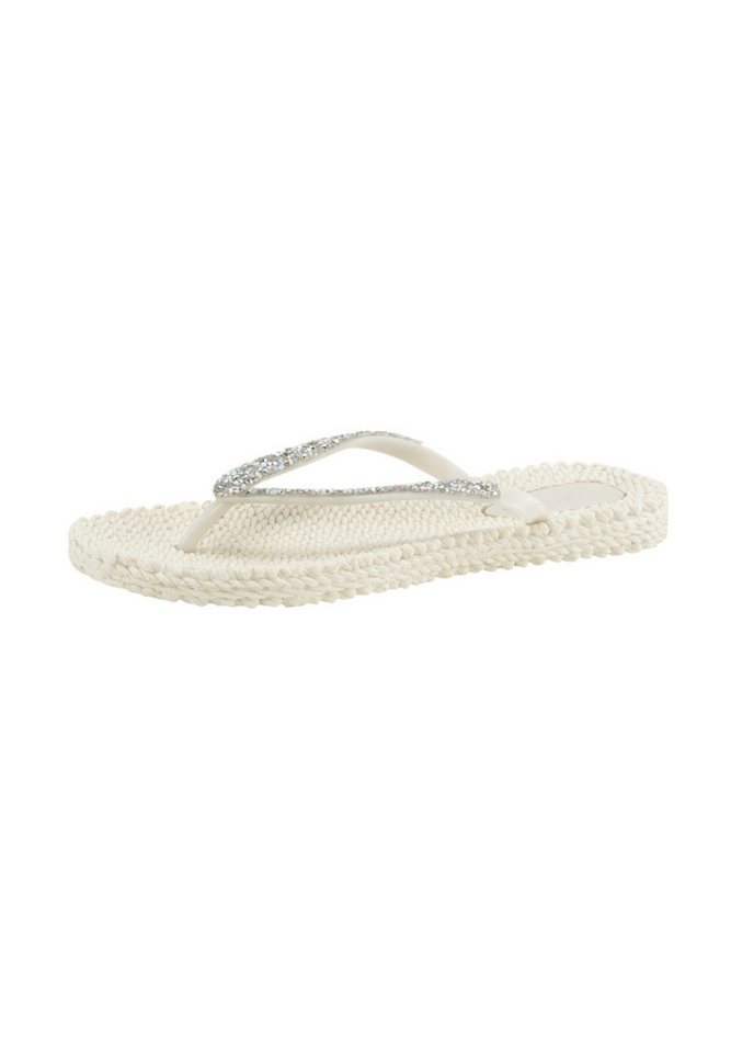 Ilse Jacobsen CHEERFUL03G Zehentrenner Leicht & flexibel, Massageeffekt, mit Glitzer (beige)