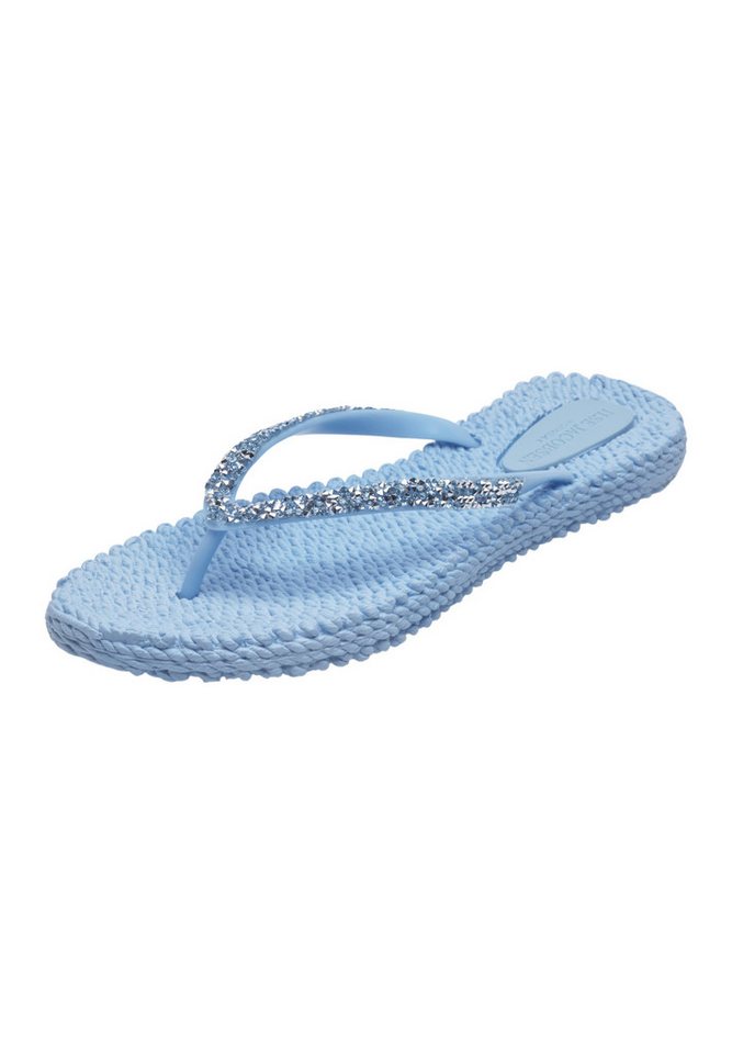 Ilse Jacobsen CHEERFUL03G Zehentrenner Leicht & flexibel, Massageeffekt, mit Glitzer (blau)