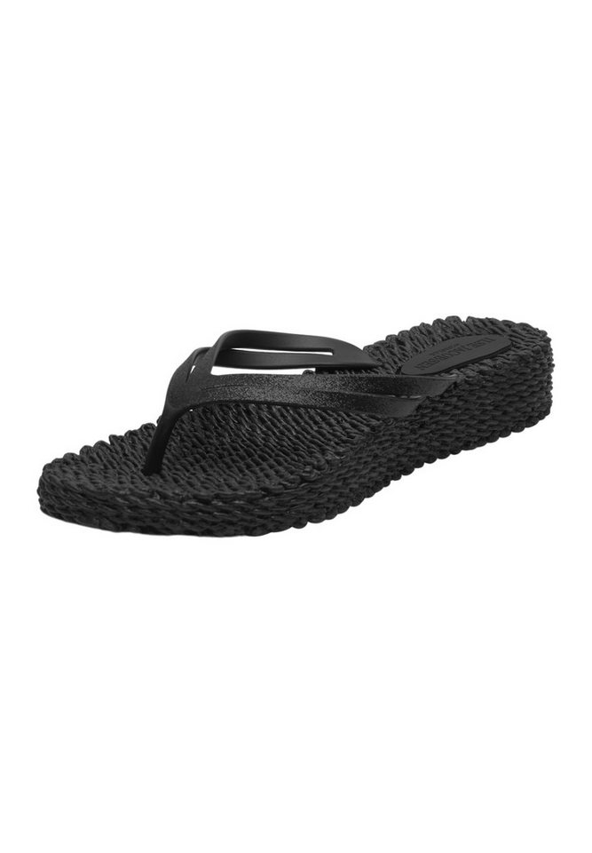 Ilse Jacobsen CHEERFUL13 Zehentrenner Leicht & flexibel, modische Plateausohle, Massageeffekt, mit Glitzer (schwarz)