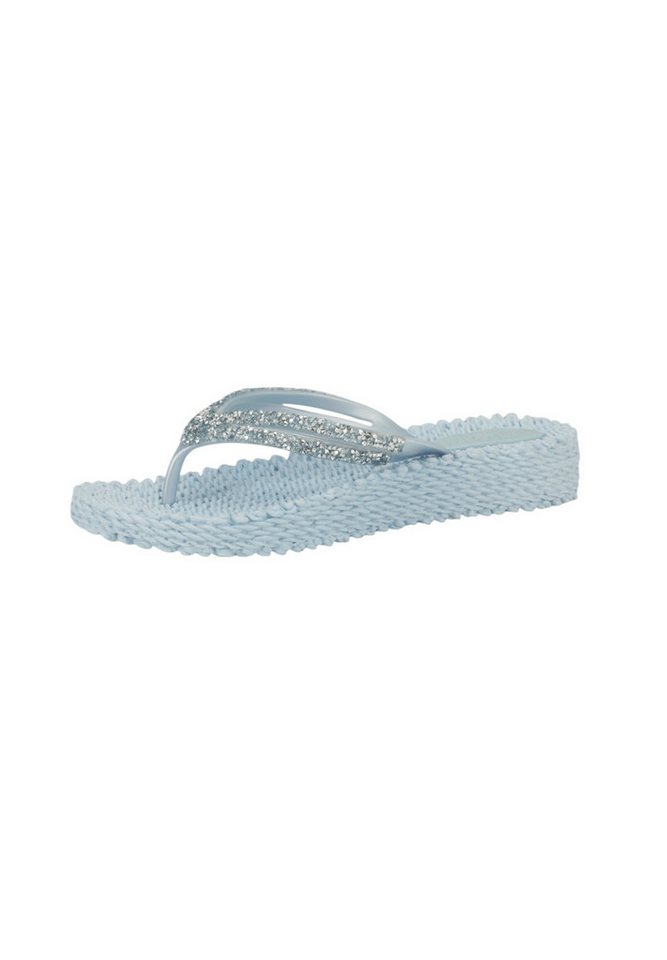 Ilse Jacobsen CHEERFUL15 Zehentrenner Leicht & flexibel, modische Plateausohle, Massageeffekt, mit Glitzer (blau)