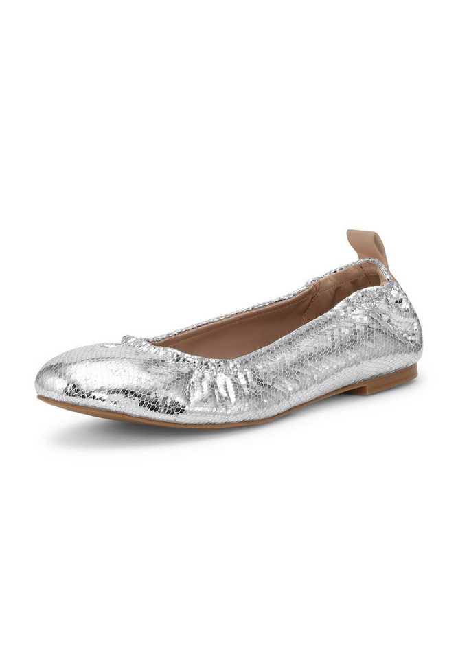 Ilse Jacobsen PANORA01 Ballerina Ballerina, flexibel, PU metallic, TPR-Sohle, modern, bequem (silber)