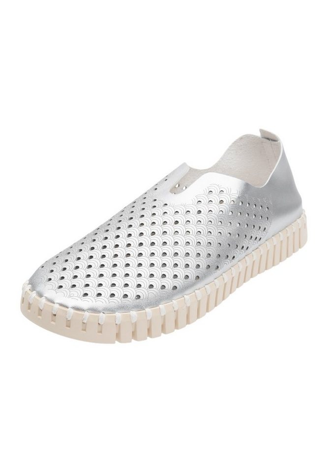 Ilse Jacobsen TULIP3576 Slipper Plateausohle, atmungsaktive Mikrofaser, hoher Tragekomfort (silber)