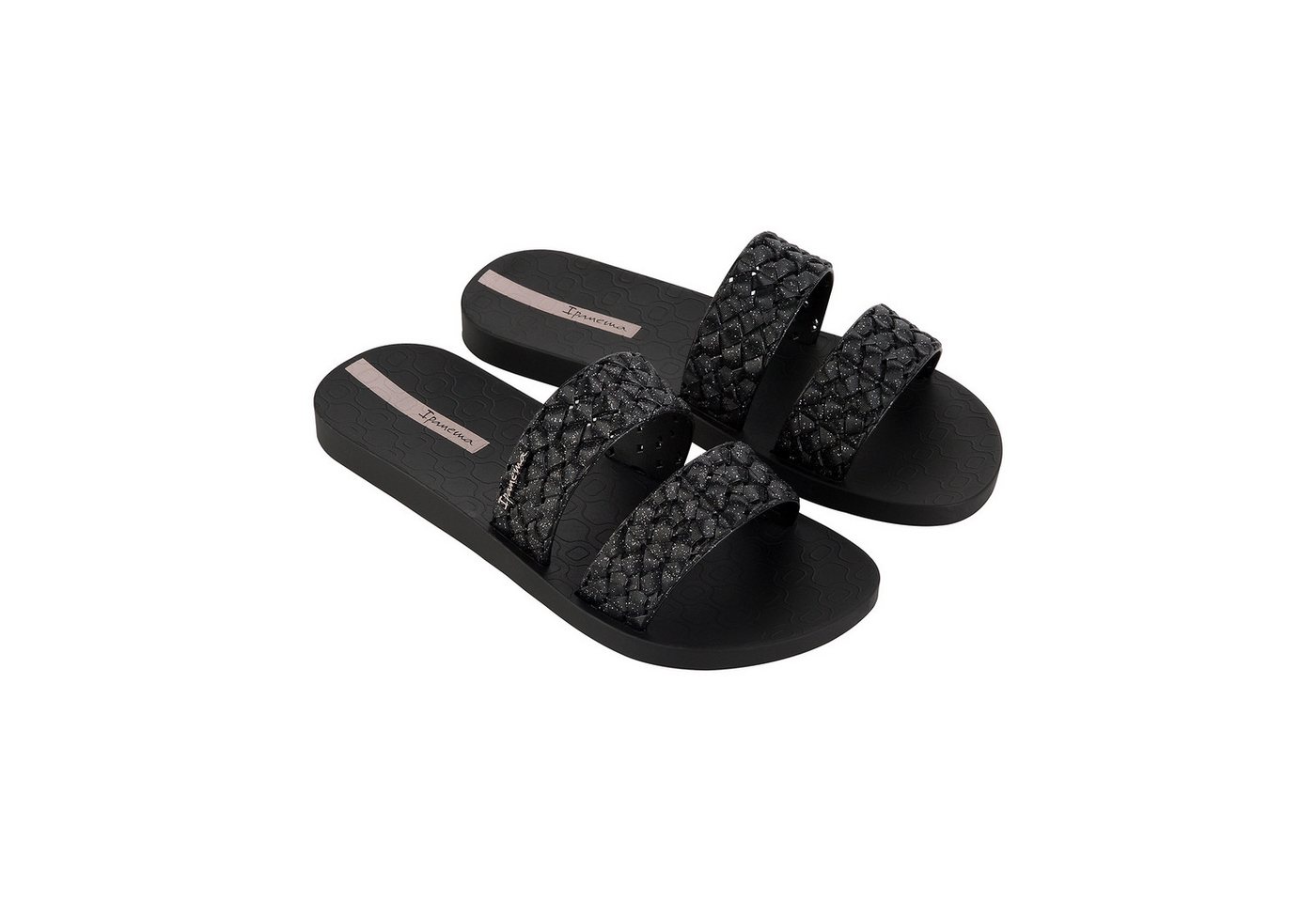 Ipanema RENDA II FEM - Slides Pantolette Bade-Schlappen - Doppelriemen - Flecht-Optik (schwarz)