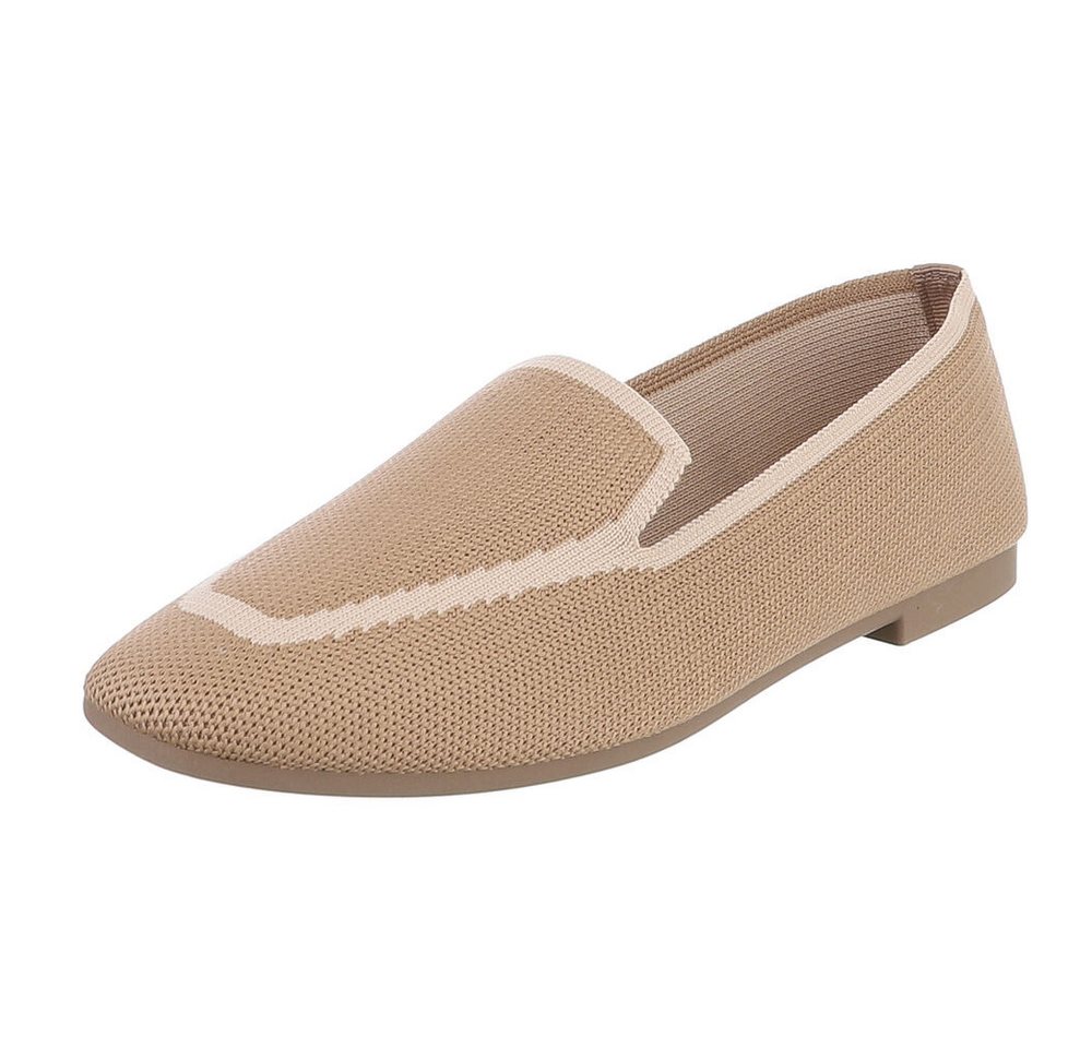 Ital-Design Atmungsaktiver Slipper für Damen – Komfort und Stil Slipper (91261200) Blockabsatz Mokassins in Hellbraun