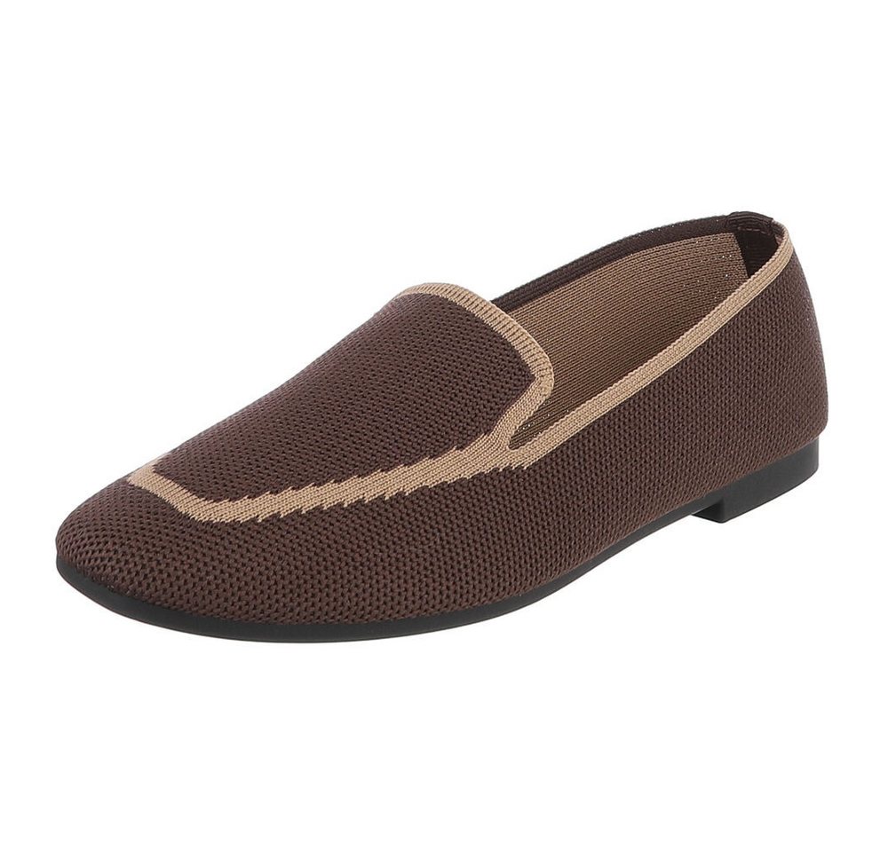 Ital-Design Atmungsaktiver Slipper für Damen – Komfort und Stil Slipper (91261203) Blockabsatz Mokassins in Braun