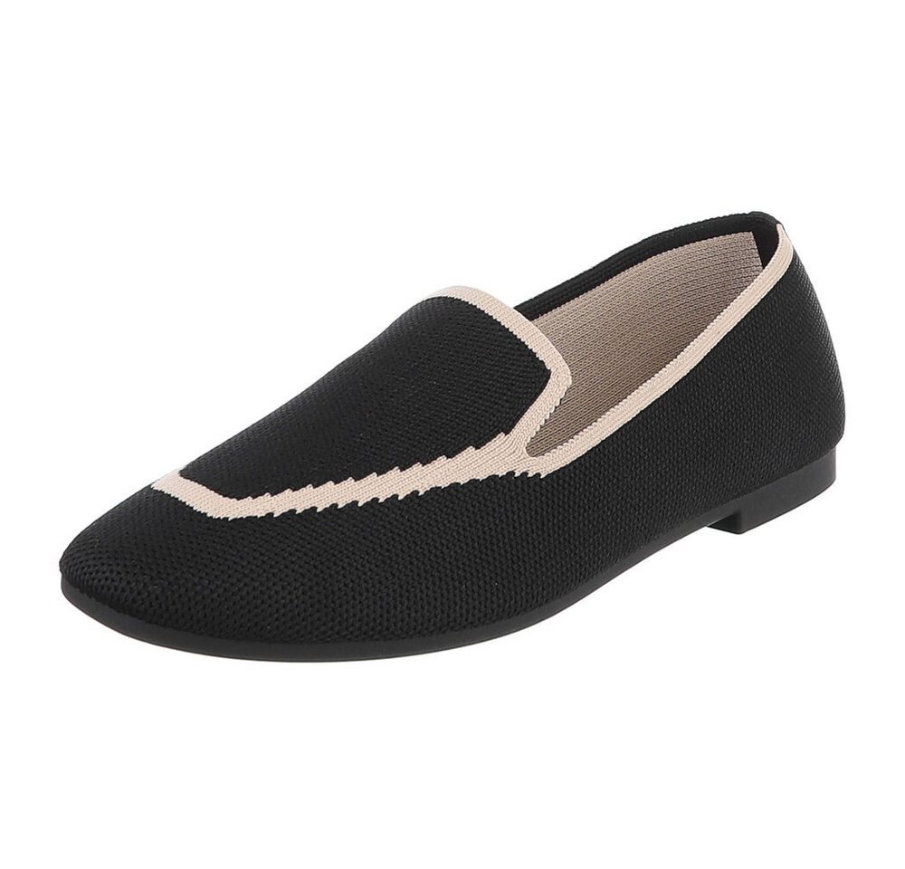 Ital-Design Atmungsaktiver Slipper für Damen – Komfort und Stil Slipper (91261211) Blockabsatz Mokassins in Schwarz