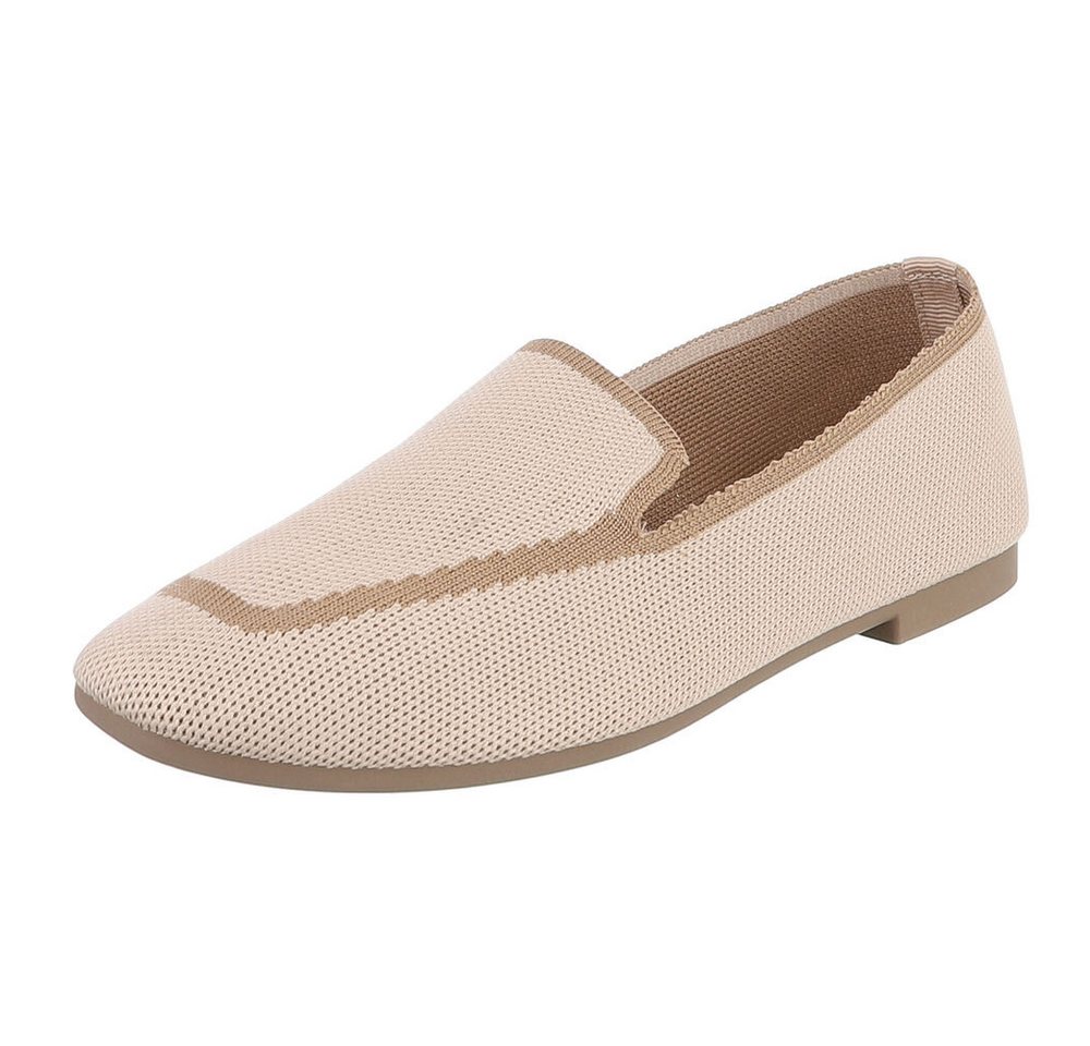 Ital-Design Atmungsaktiver Slipper für Damen – Komfort und Stil Slipper (91261214) Blockabsatz Mokassins in Beige