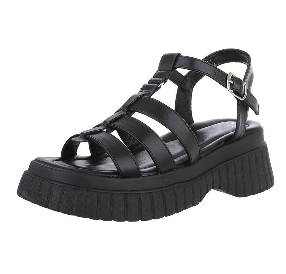 Ital-Design Beige Plateau-Riemensandalen für Damen – Komfortabel & Trendy Plateausandaletten (89372581) Blockabsatz Sandalen & Sandaletten in Schwarz