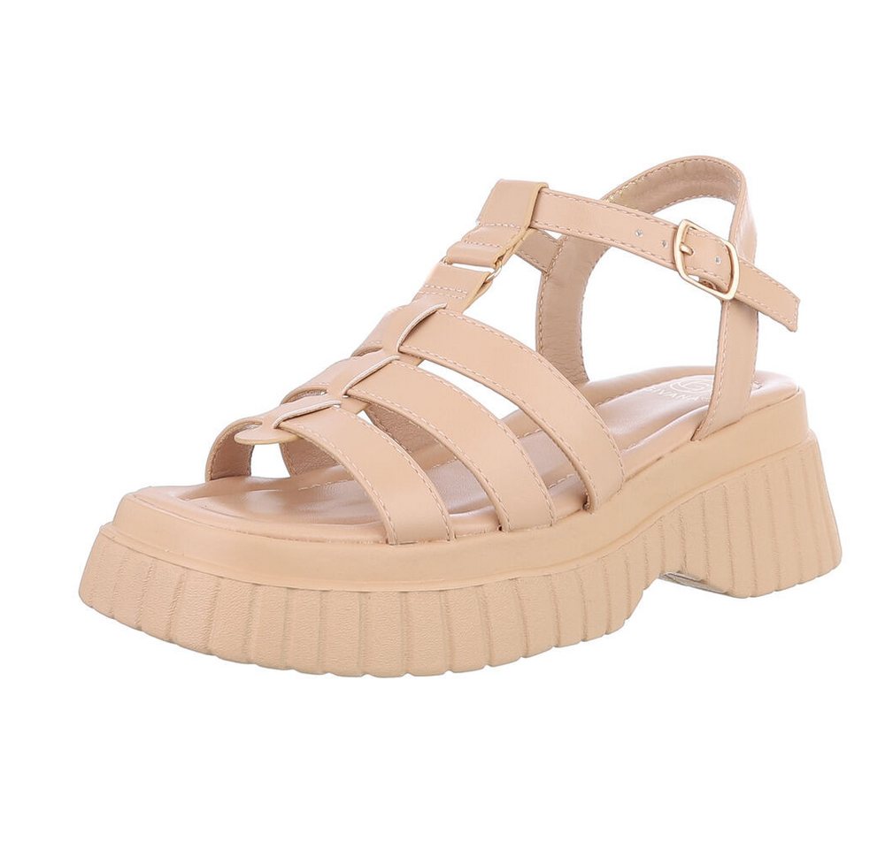 Ital-Design Beige Plateau-Riemensandalen für Damen – Komfortabel & Trendy Plateausandaletten (89372590) Blockabsatz Sandalen & Sandaletten in Beige