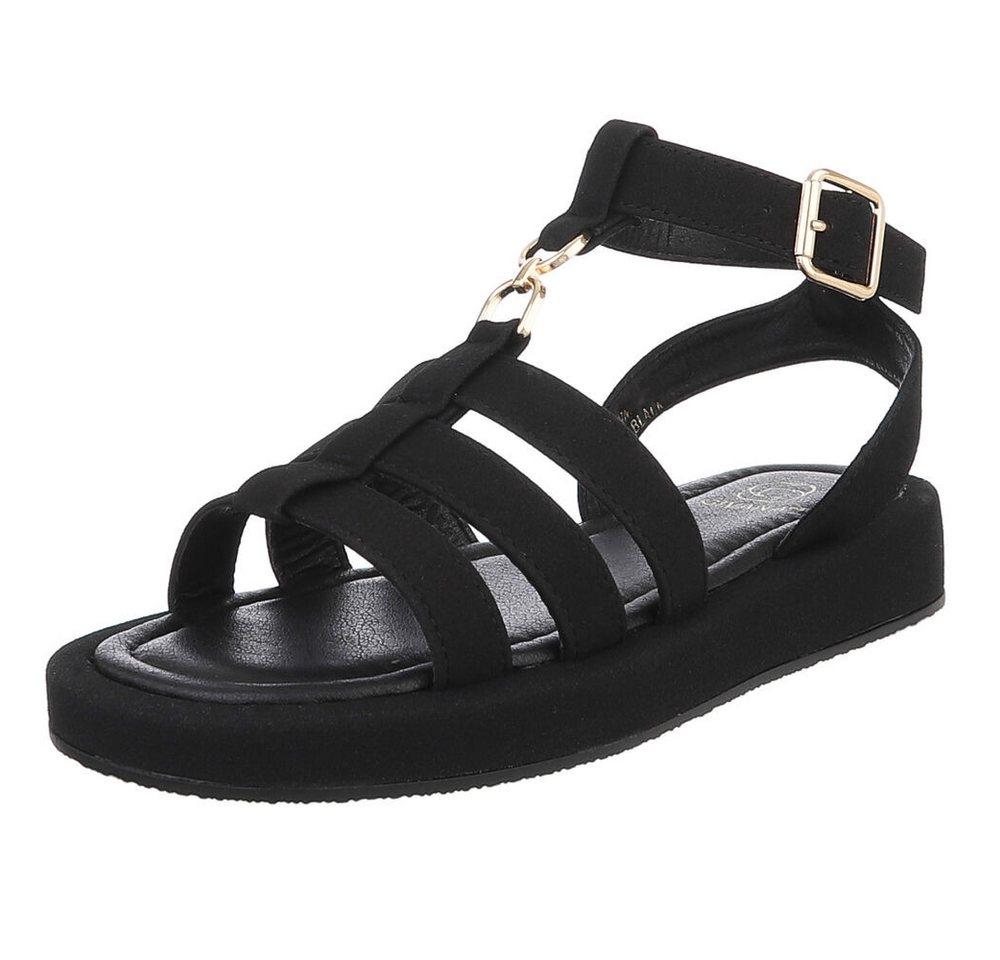 Ital-Design Beige Sandalen mit verstellbaren Riemen für Damen Riemchensandalette (89372499) Keilabsatz/Wedge Riemchensandalen in Schwarz