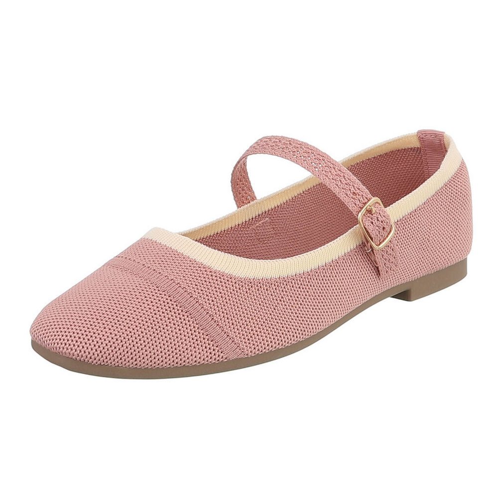 Ital-Design Bequeme Ballerinas mit Riemenverschluss für Damen Schnürpumps (91512215) Blockabsatz Riemchenballerinas in Altrosa