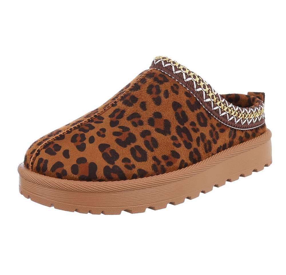 Ital-Design Bequeme Clogs für Damen mit dekorativen Details Snowboots (90457945) Flach Flache Stiefeletten in Braun