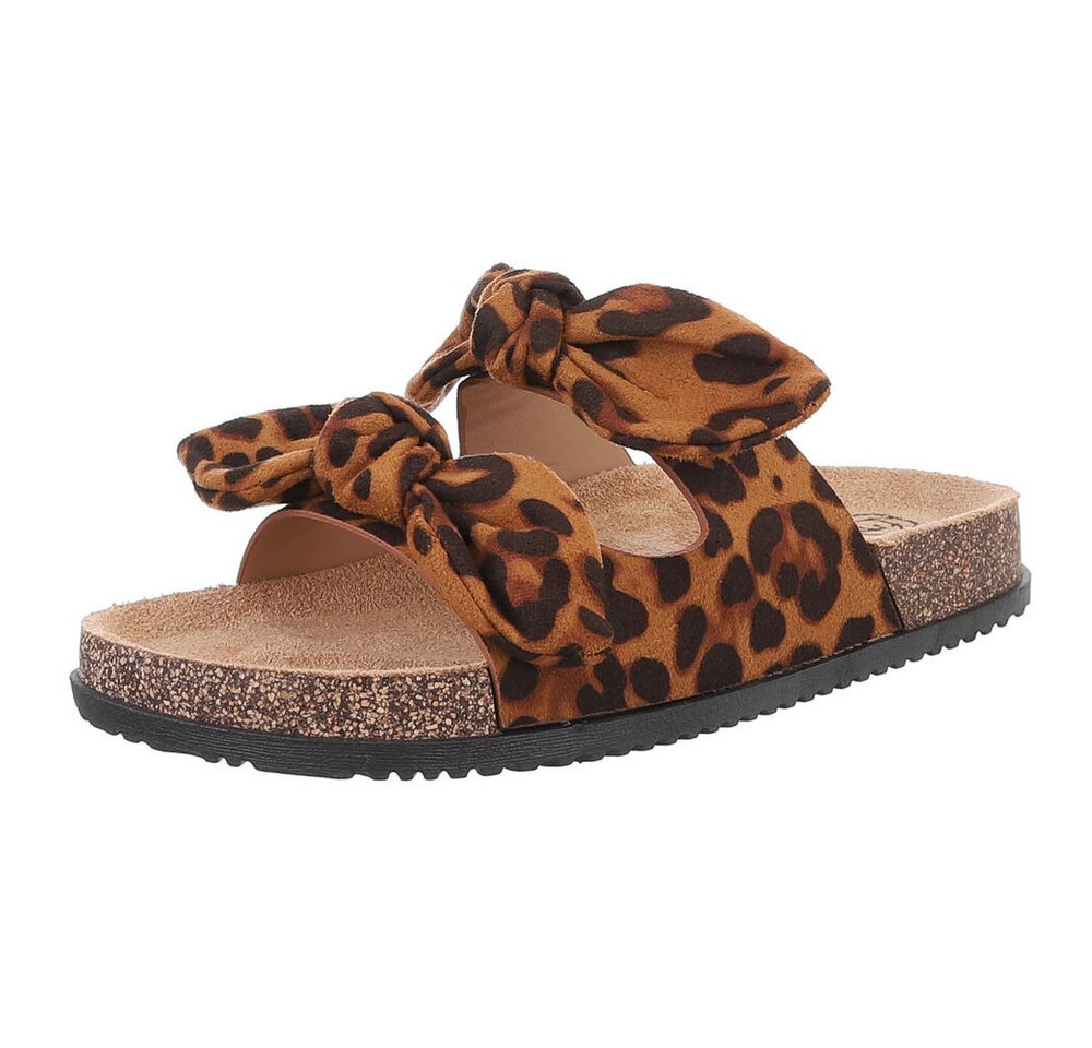 Ital-Design Bequeme Damen-Sandalen mit Bändern für den Sommer Pantolette (89368674) Flach Pantoletten in Braun