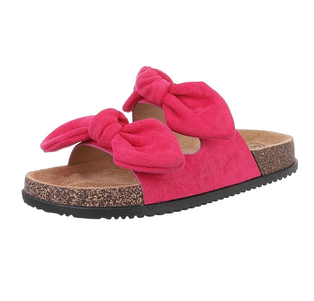 Ital-Design Bequeme Damen-Sandalen mit Bändern für den Sommer Pantolette (89368683) Flach Pantoletten in Pink