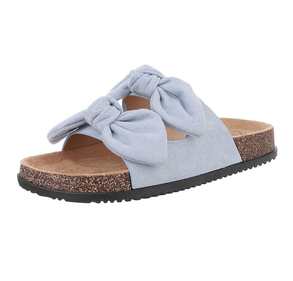 Ital-Design Bequeme Damen-Sandalen mit Bändern für den Sommer Pantolette (89368693) Flach Pantoletten in Hellblau