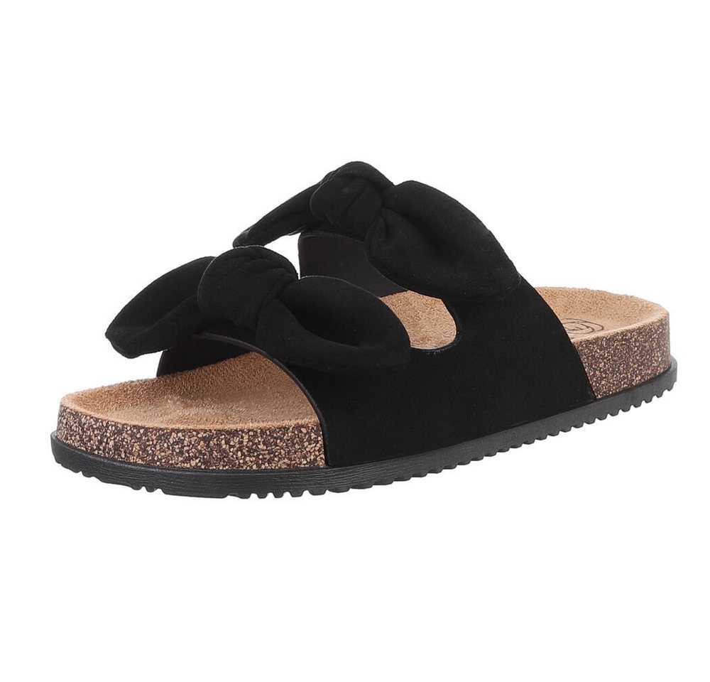 Ital-Design Bequeme Damen-Sandalen mit Bändern für den Sommer Pantolette (89368702) Flach Pantoletten in Schwarz