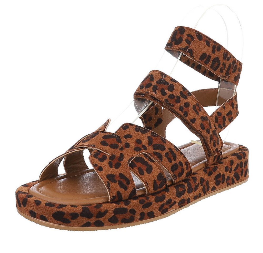 Ital-Design Bequeme Damen-Sandalen mit breiten Riemen für den Sommer Riemchensandalette (89372453) Keilabsatz/Wedge Riemchensandalen in Braun