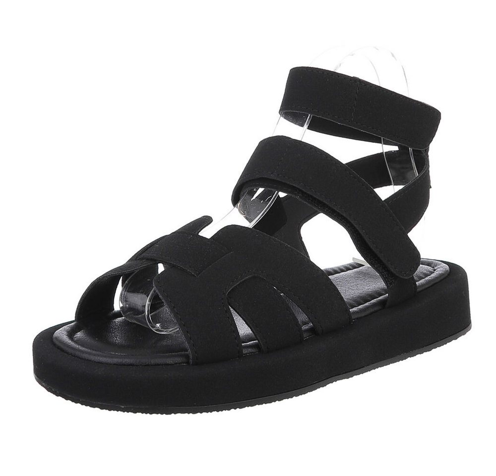 Ital-Design Bequeme Damen-Sandalen mit breiten Riemen für den Sommer Riemchensandalette (89372467) Keilabsatz/Wedge Riemchensandalen in Schwarz